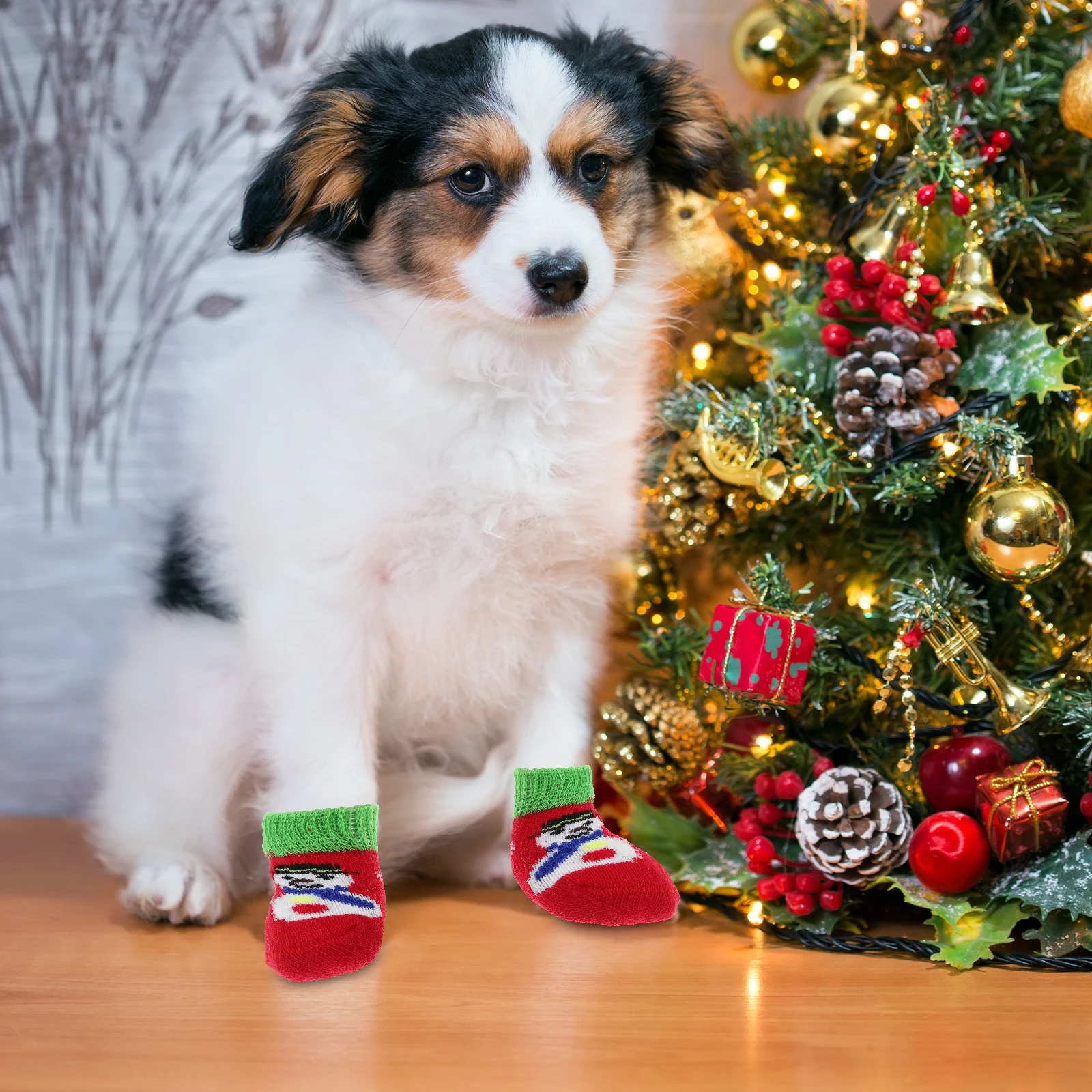 

4 Sets Pet Christmas Socks Novelty Dog Non Slip Stockings Paw for Large Dogs