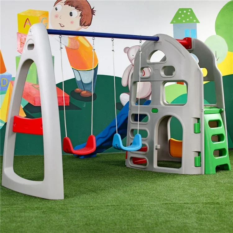 New High Quality Multifunctional Playground Set Toys Kids Indoor Plastic Slide With Swing