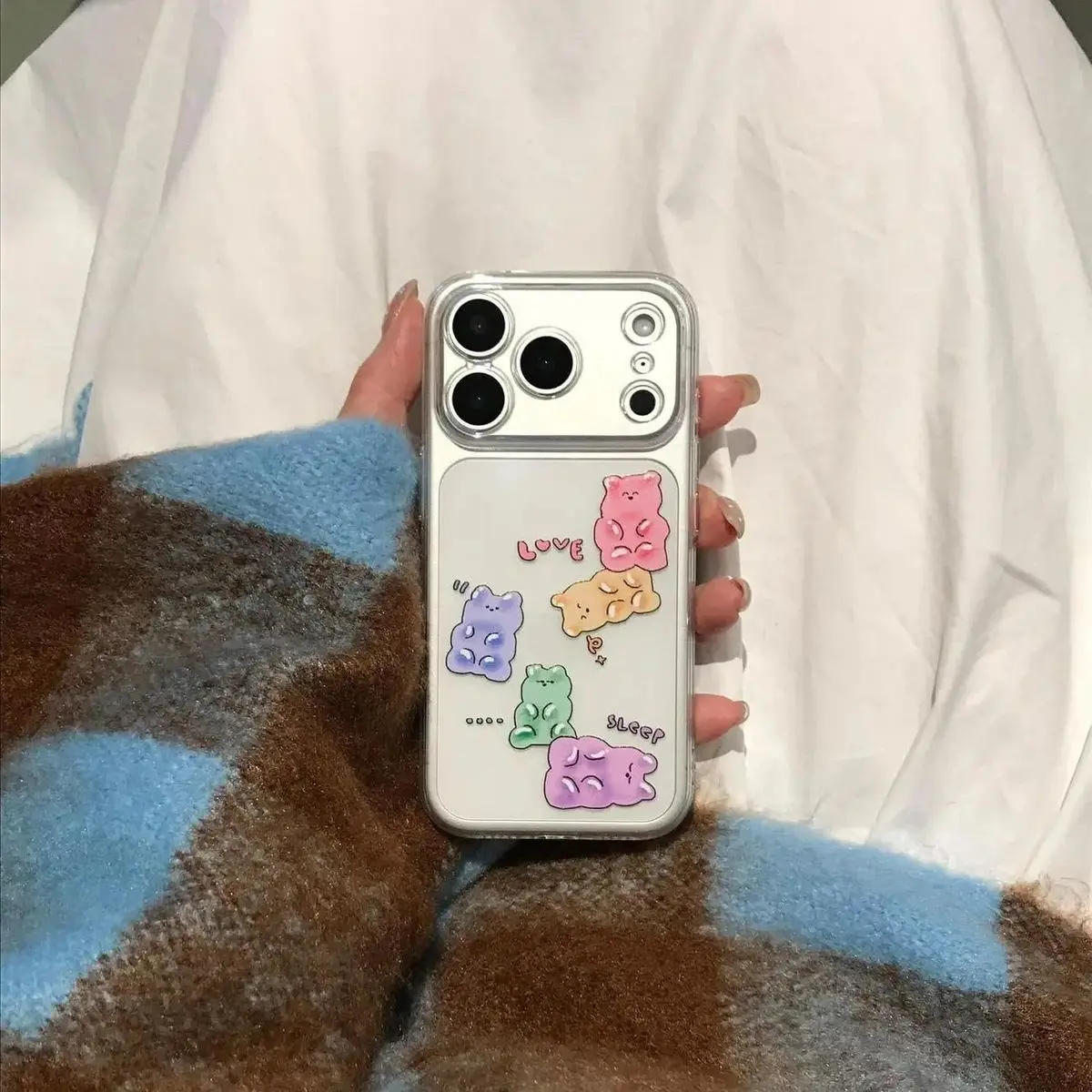 Colorful Jelly Bear Cartoon Phone Case For iPhone 17 Pro Max Air X XR XSMax 16e 15 14 13 Mini 12 11 Y2K Fashion Soft Back Cover