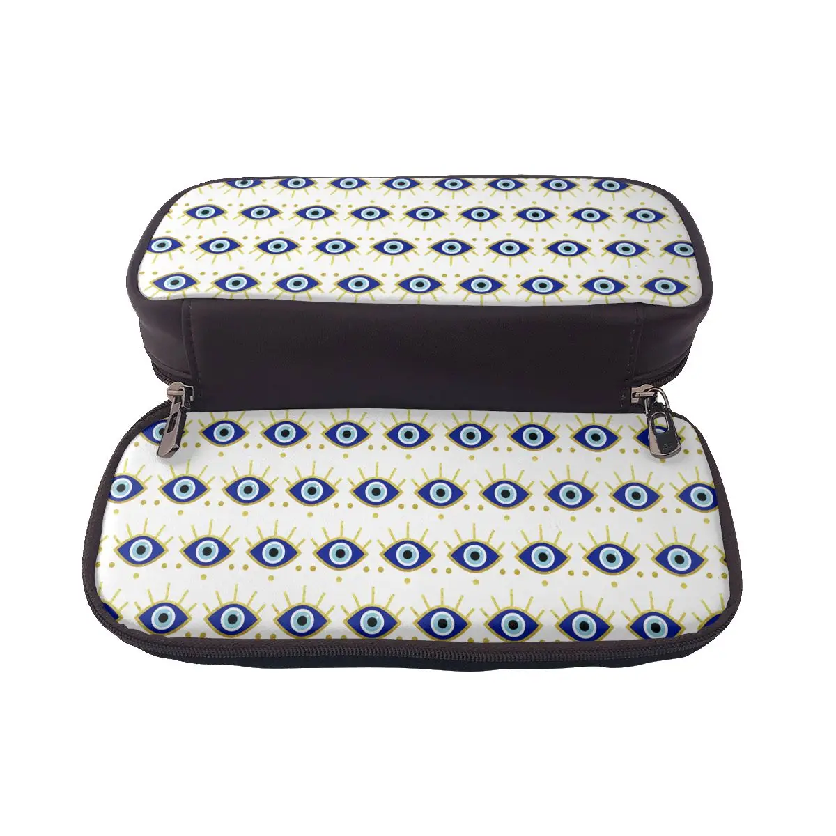 Mediterranean Evil Eye Protection, Nazar Leather Pencil Case for Studen Pen Box Pencil Bag Stationery Supplies Pen Holder Bag