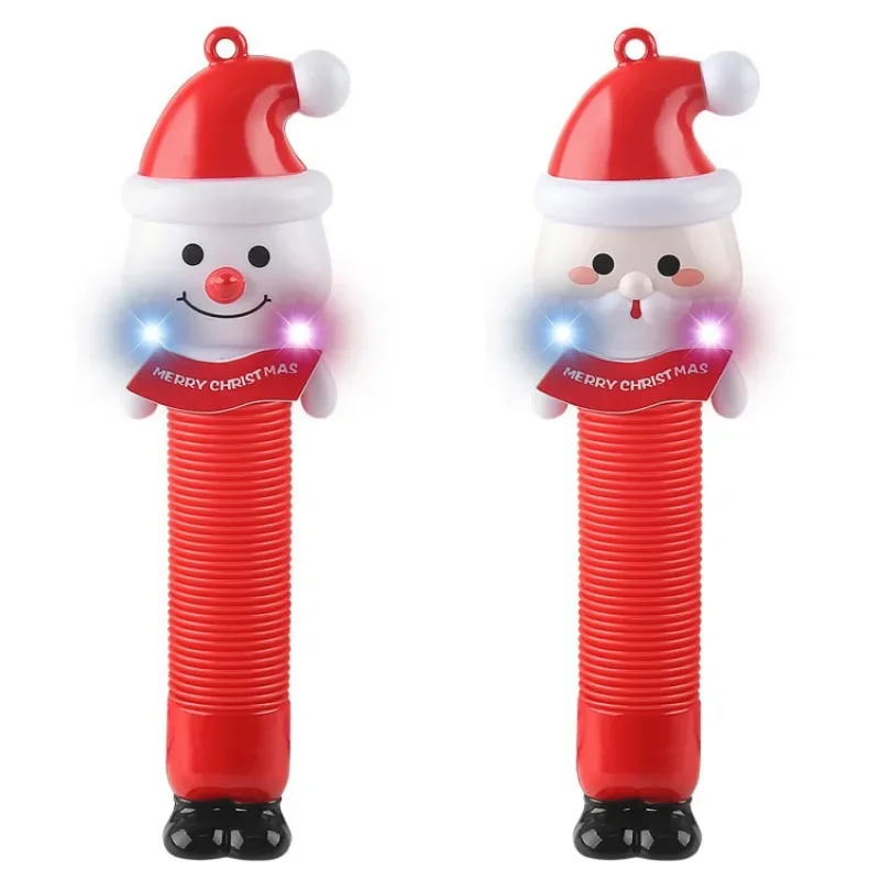 POP Telescopic Tube Pressure Relieving Toys Sound and Light Santa Claus Toy Decompression Artifact Children\'s Holiday Gift