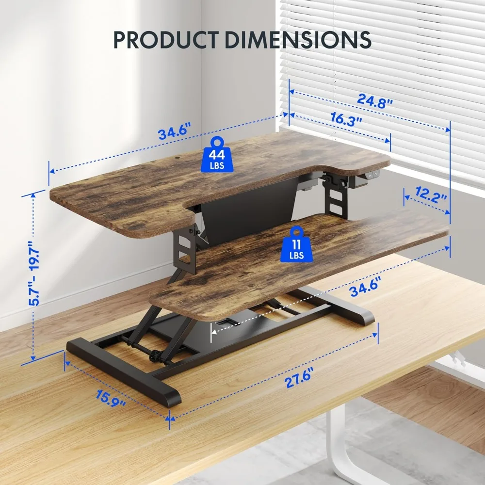 Electric Height Adjustable Desk Converter, Motorized Riser for Computer Monitors, Laptop Workstation, Desk Space Saver