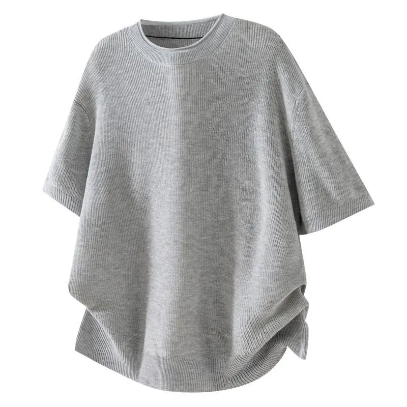 Men's Summer New Knitted Short Sleeve Loose Breathable T-shirt Retro