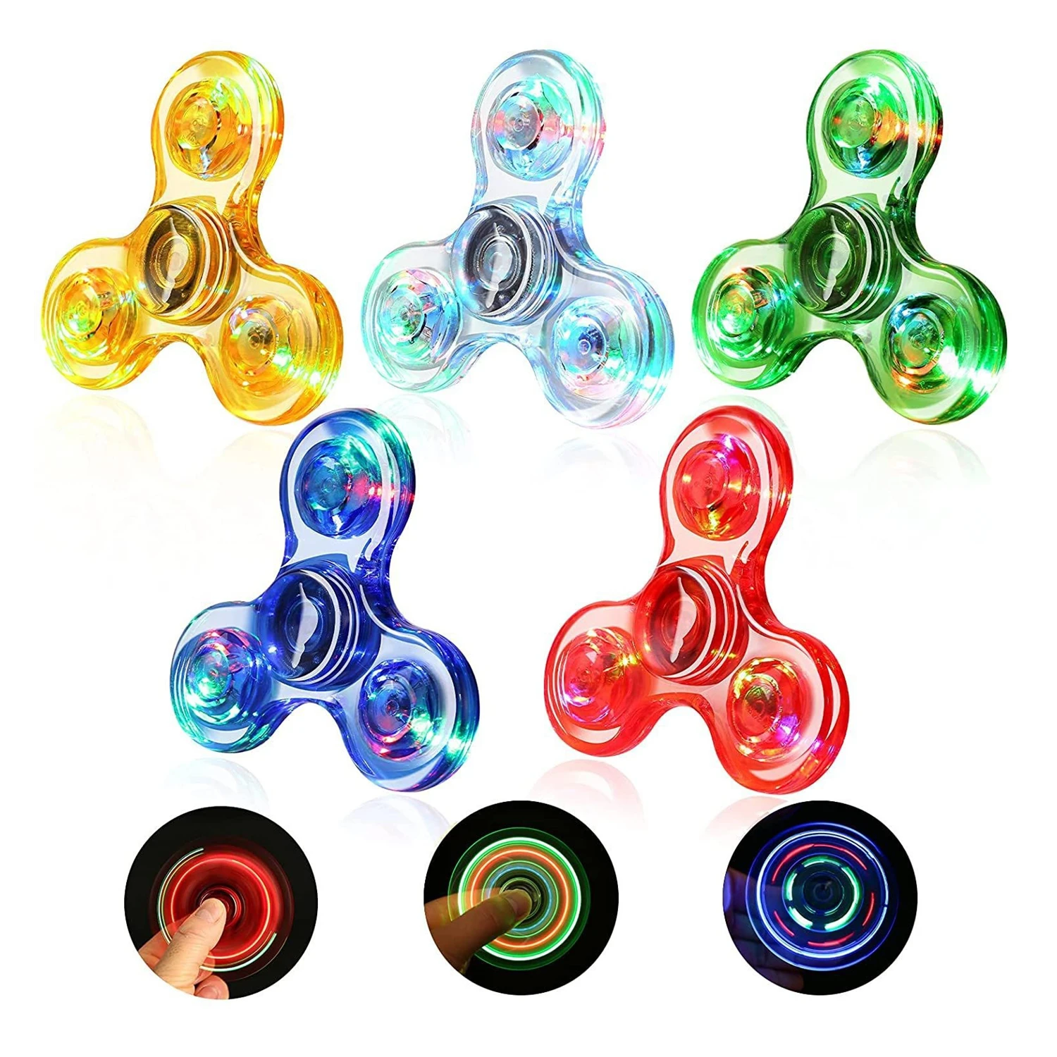 Luminous LED Light Fidget Spinner Hand Top Spinners Glow in Dark Light EDC Figet Spiner Finger Stress Relief Toys