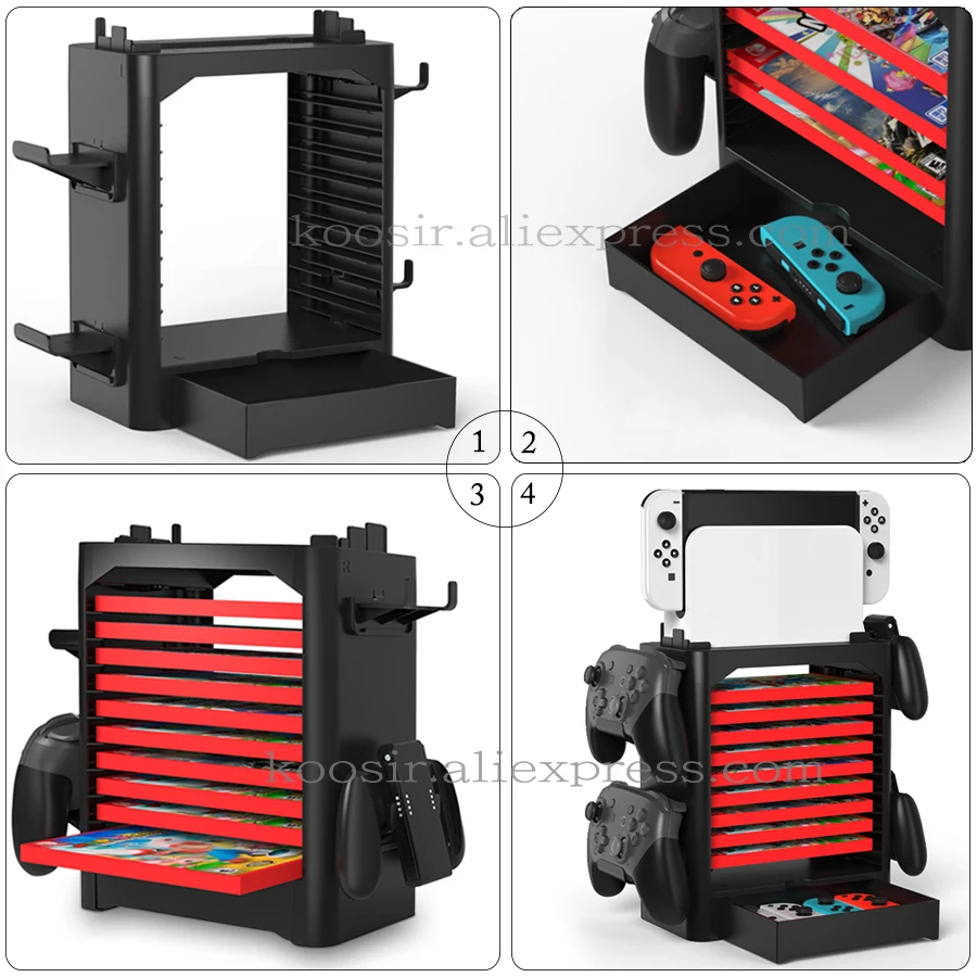 Nintend Switch/OLED/Lite Console Accessories Case Storage Stand Nintendoswitch Game CD Disc Joycon Pro Controller Holder Tower