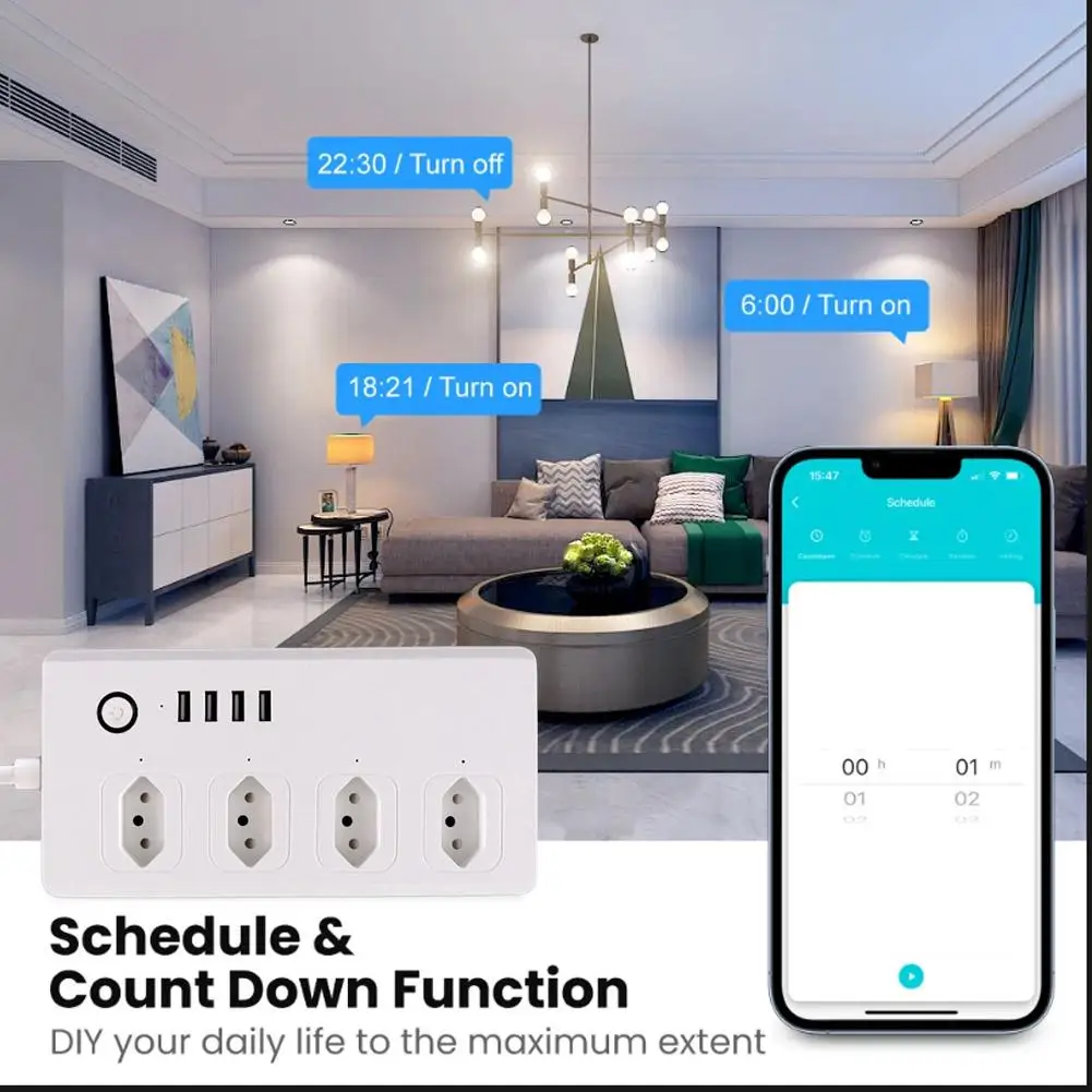 

Brazilian Standard For Zigbee Smart Socket Electronic Protector 10A Plug Line Filter 4 Individual Circuit Breakers USB Sock X2V5