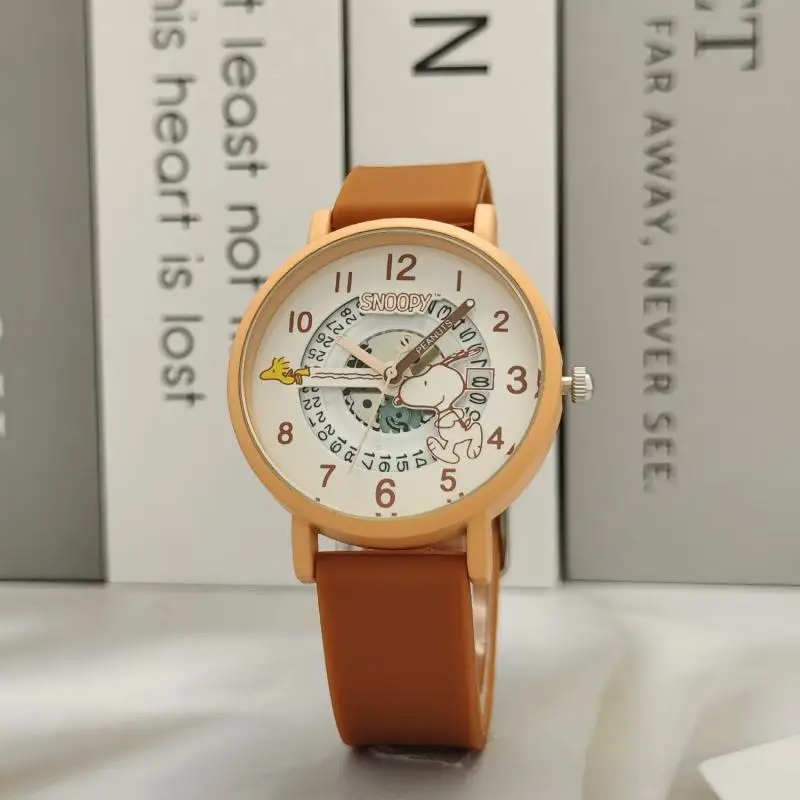 أنيمي Kawaii سنوبي كوارتز ساعة دائرية عالية الجودة الجلد يشعر سيليكون ساعة قابل للتعديل ساعة السيدات ساعة المعصم هدية #4