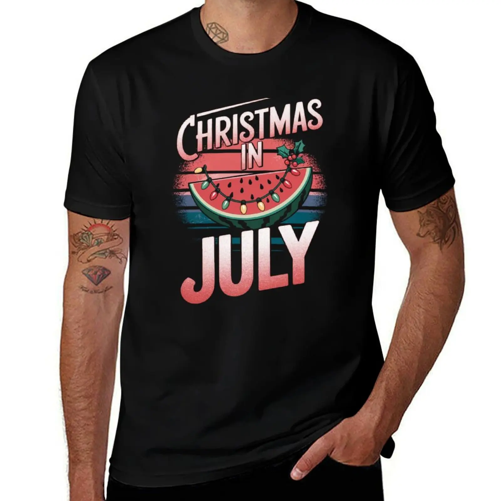 

Christmas in July: Holly Jolly Melon Pop T-Shirt Luxury man blanks plus size tops plain mens t shirt graphic