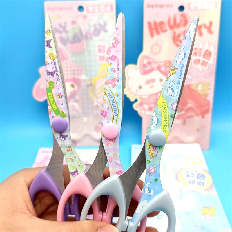 Sanrio Hello Kitty Kuromi Cartoon Printed Art Scissors Anime Cinnamoroll Student Creative Scissors Children Stationery Supplies