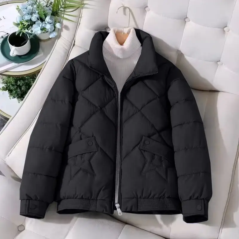 Winter Jacket Women's Stand collar Cotton Warm Coat Korean Loose Ladies Thicken Short Coat Solid Casual Student Jackets Female