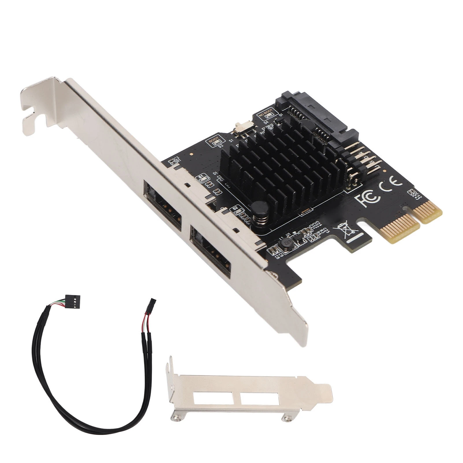 PCIE to Power ESATA Expansion Card 2 Port 6.0Gbps Support Hot Swap Plug and Play PCI Express SATA Card for Desktop