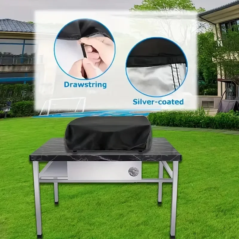 Heavy-Duty Oxford Fabric BBQ Grill Cover with Drawstring Closure -  Dustproof & Weather-Resistant