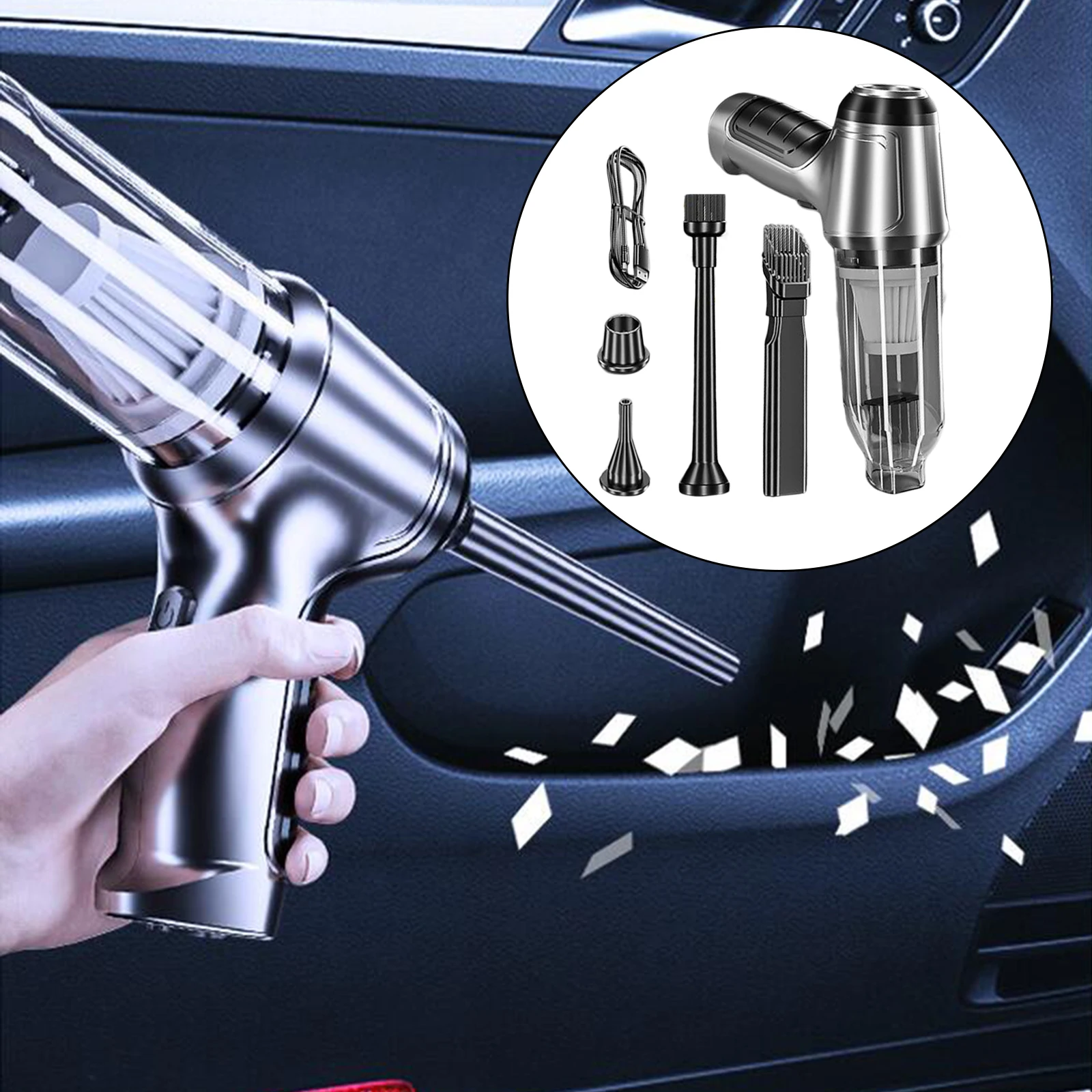 

12000pa New power hand-held car vacuum cleaner strong suction Multi-functional car household vacuum cleaner Vacuum+soot blowing