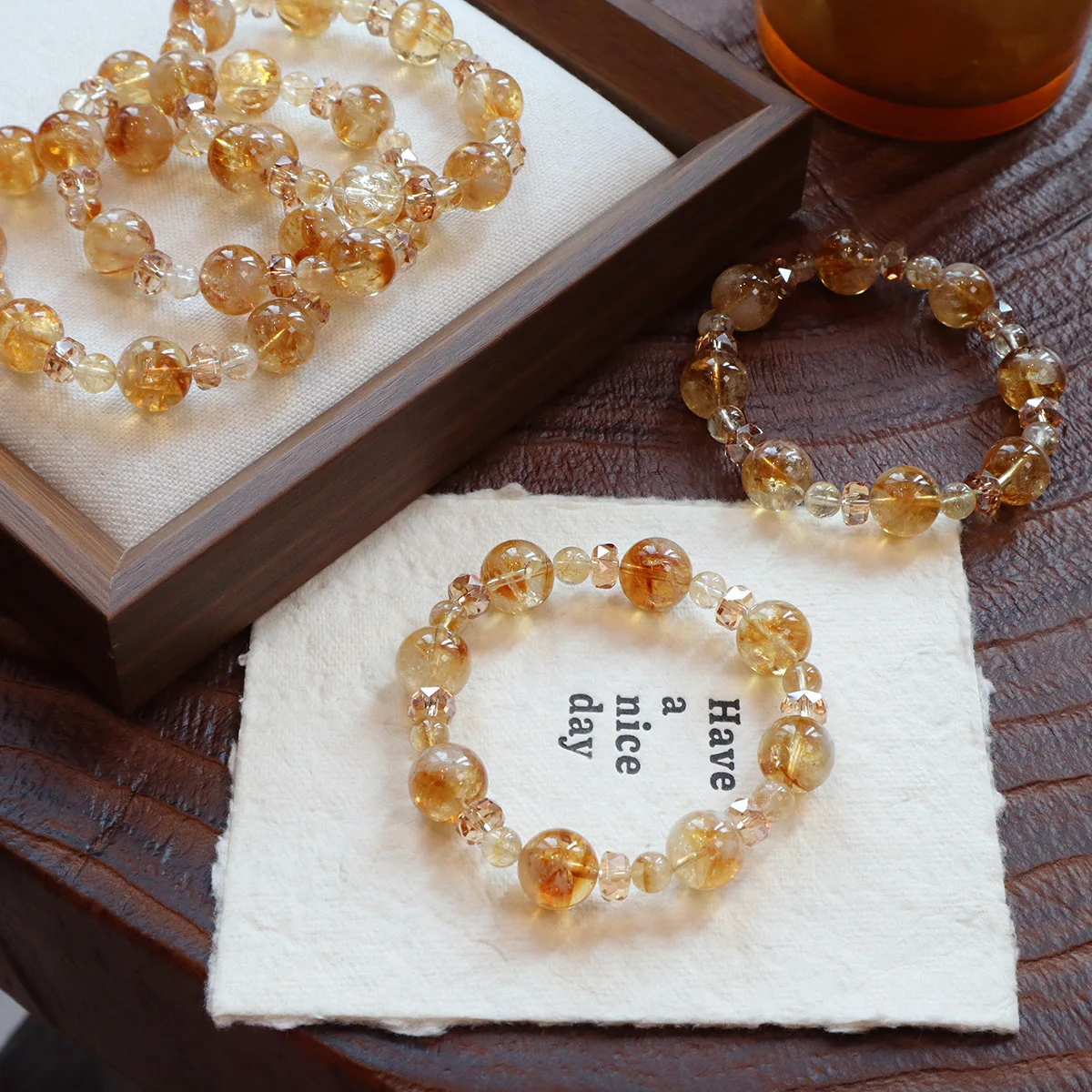 

2026 New 12MM Big Beads Natural Citrine Beaded Strand Bracelet for Women Luxury Minimalist Elegant Fine Jewelry Accessories Gift