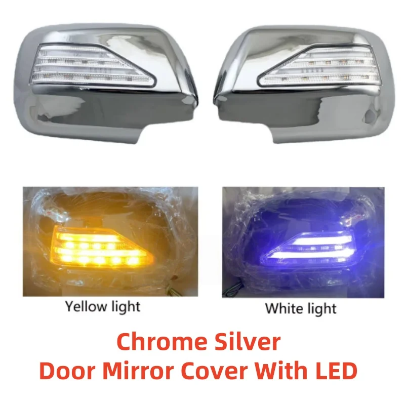 

Car Decoration Chrome Accessories Rearview Trim 1998 2000 2003 2005 For Toyota Kluger Highlander Door Mirror Cover With LED