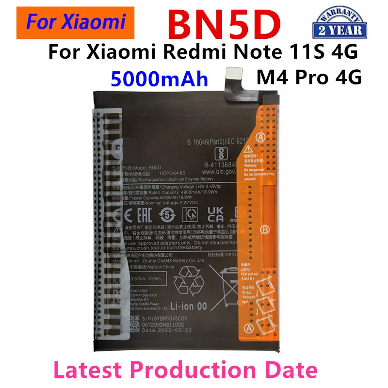 

Brand New BN5D 5000mAh Battery For Xiaomi Redmi Note 11S 11 S 4G / M4 PRO 4G Phone Replacement Batteries