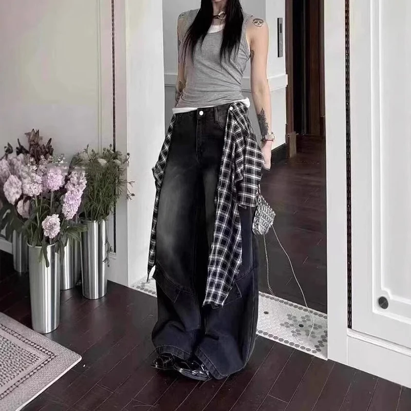 ReddaChic Women Baggy Jeans High Waist Wide Leg Denim Pants Tall Girls Hip Hop Dance Trousers Retro Streetwear Y2k Cowboy