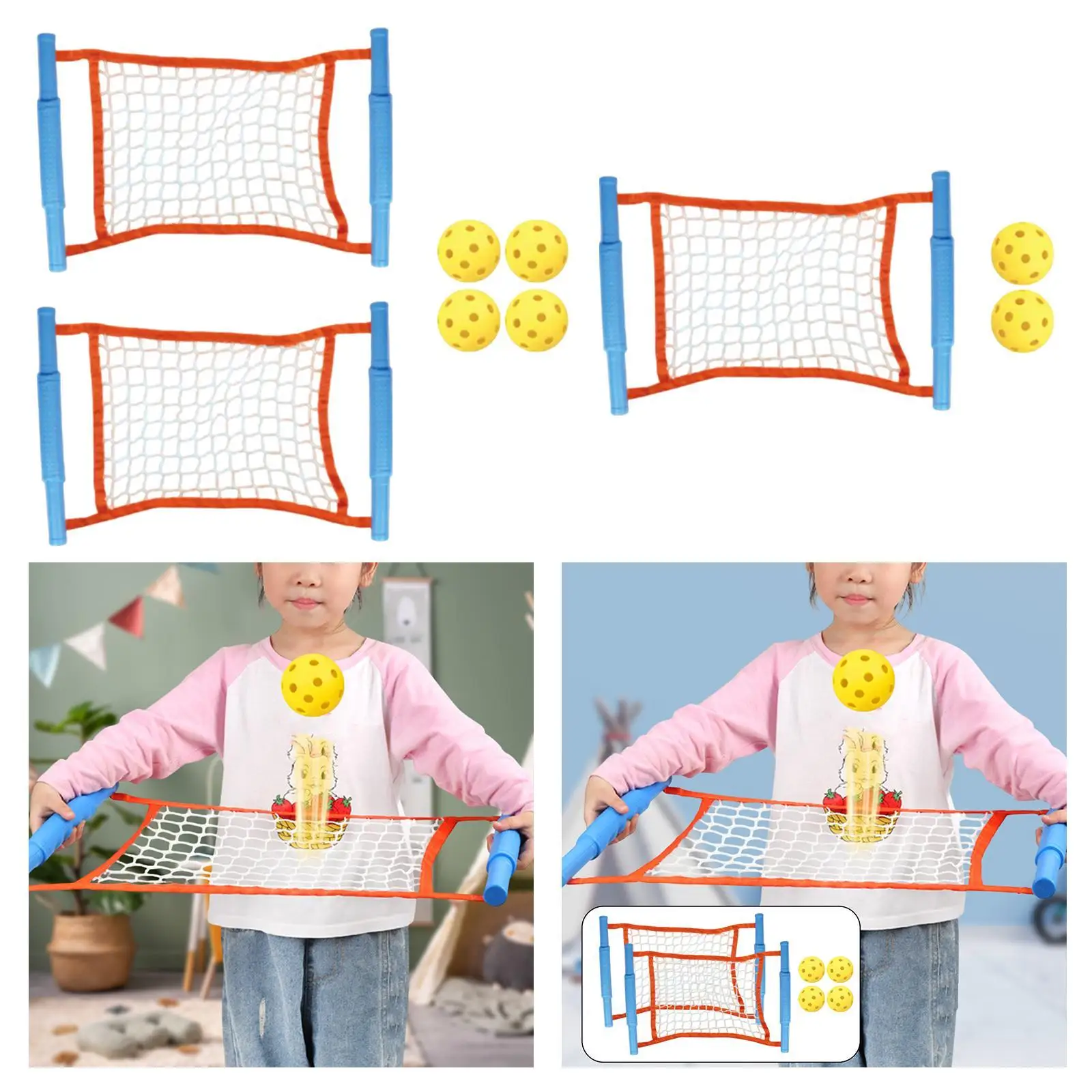 

Ball Game Set Parent Child Interaction with Launch Mesh Nets Throwing Sensory Training Outdoor Play Toy for Families Kids Teens