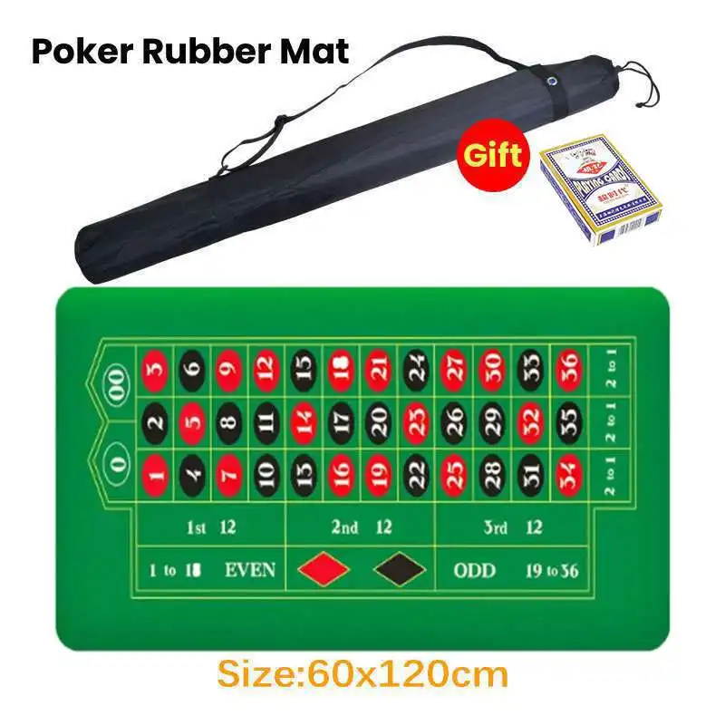 60x120cm Poker Table Mat Layout Mat with Carrying Bag Non-Slip Rubber Roulette Table Top Mat for Family Parties Casino Night