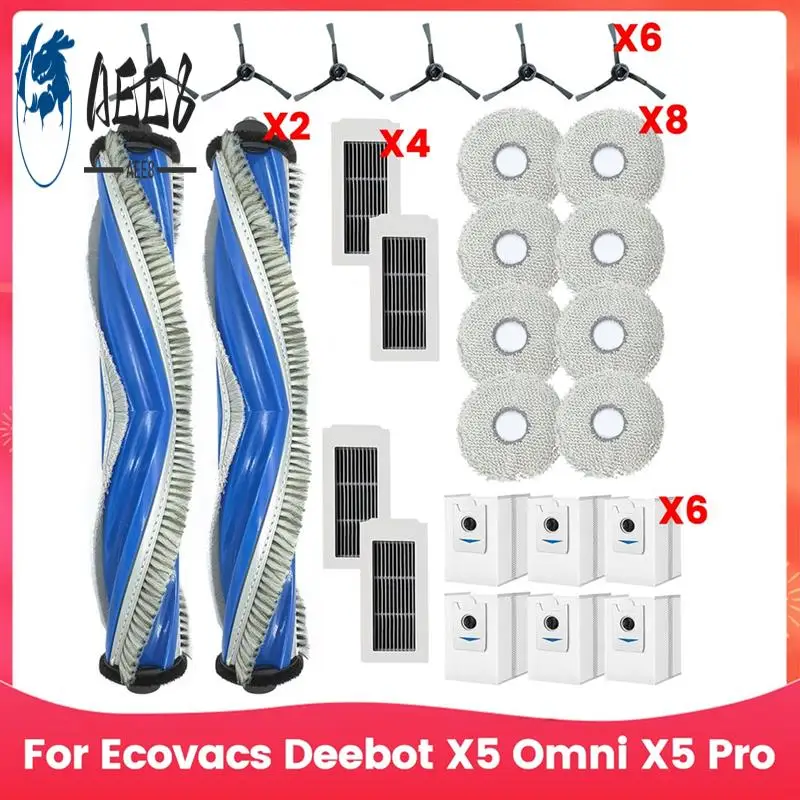 

AEE8-Accessories For Ecovacs Deebot X5 Omni X5 Pro Vacuum Cleaner Bag Cleaning Cloths Main Brush Bag Replacement Accessories
