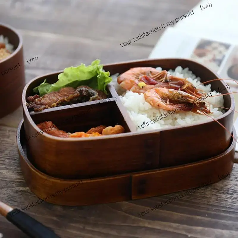 Wooden Lunch Box Picnic, Bento School Children's Cutlery Set Round Square Hot Sale