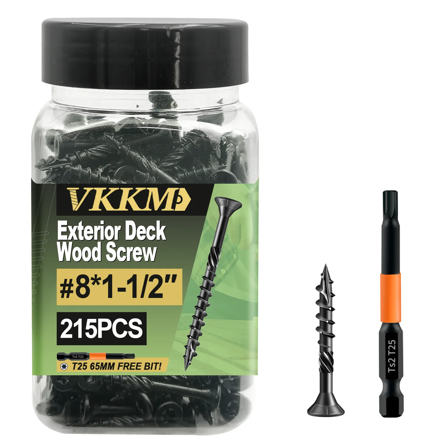 

VKKM Black Wood Screws #8×1-1/2, 215/550 Pieces, with Excellent Rust Resistance, Suitable for Outdoor Wooden Fences.