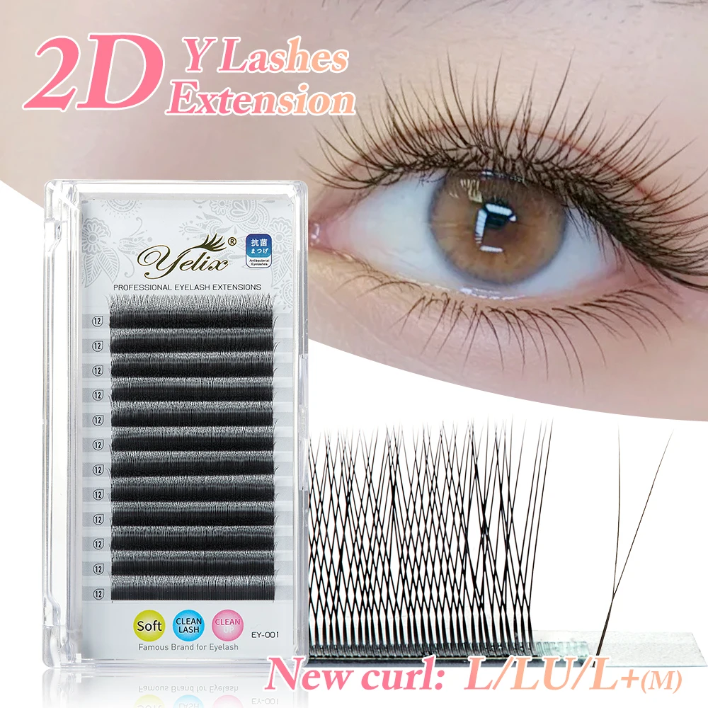 Yelix 10 Cases Single Tip 2D Y Shape Eyelashes More Denser B/C/D/I Curl Soft Graft Eyelash Premium Eye Lashes Makeup Products