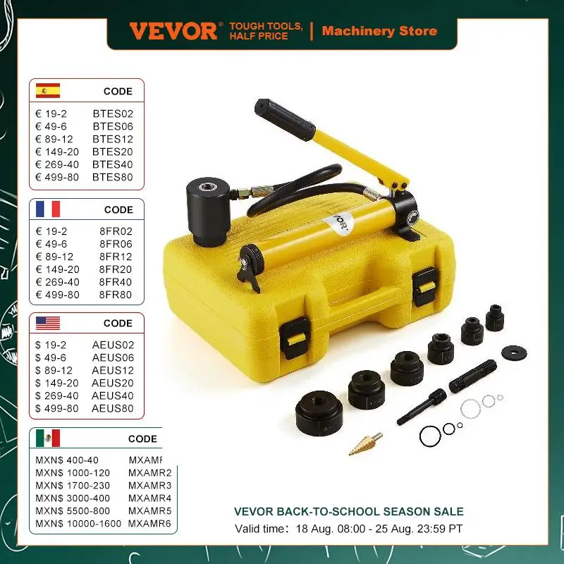 VEVOR Hydraulic Knockout Punch Kit 10 Ton 1/2