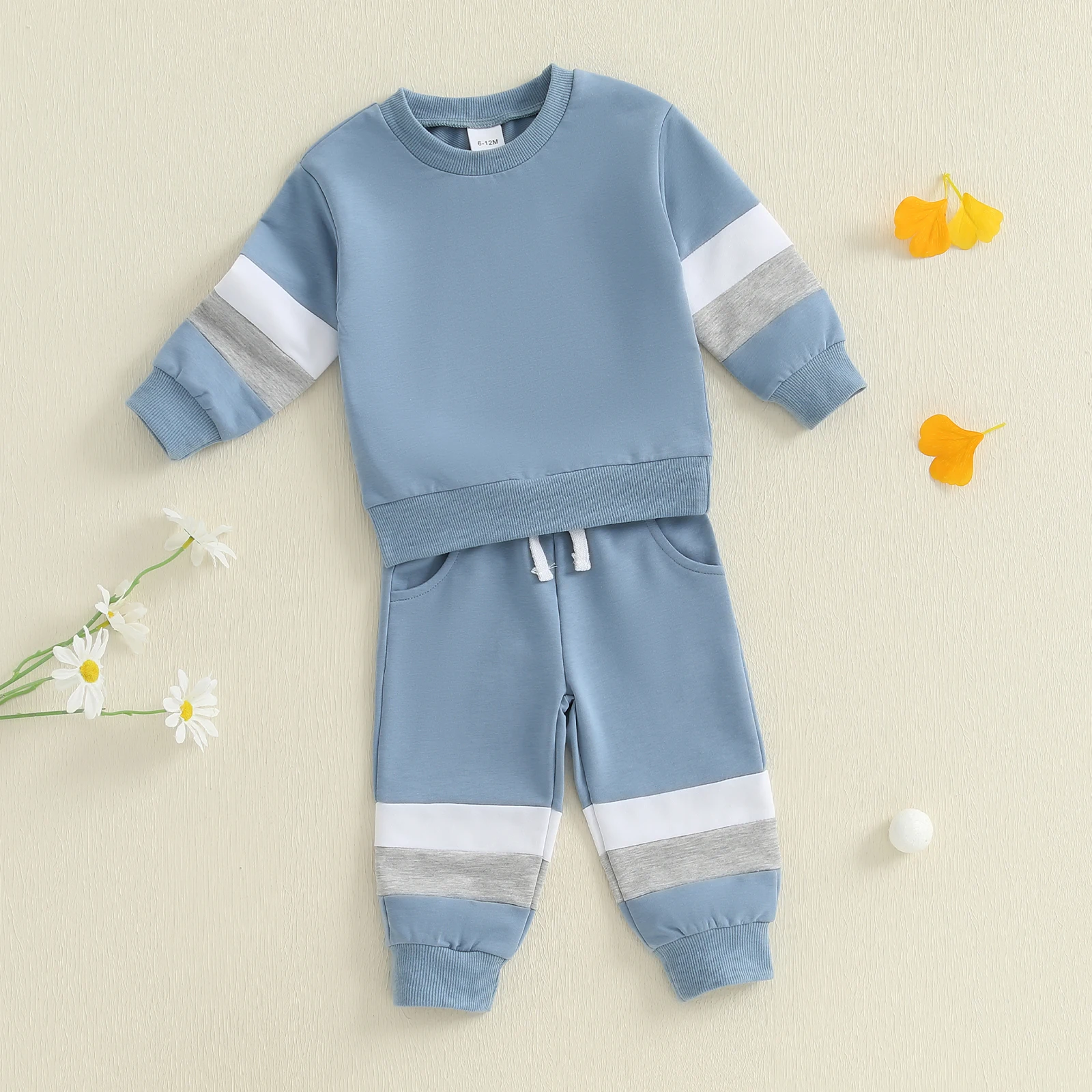MISOWMNJOY الخريف عارضة طفل الفتيان السراويل مجموعة وتتسابق أزياء التباين اللون طويلة الأكمام البلوز مع السراويل ملابس الرضع