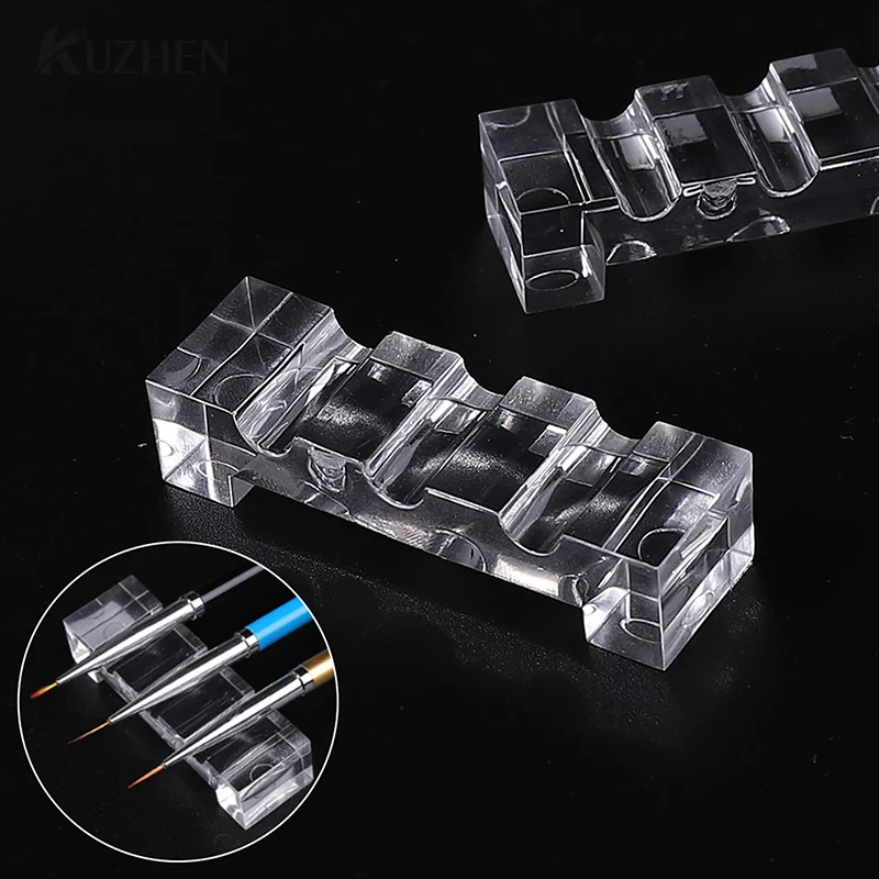 

3 Grids Acrylic Transparent Nail Brush Rack Nail Pen Desktop Storage Holder Tool Uv Gel Brush Display Holder Manicure Salon