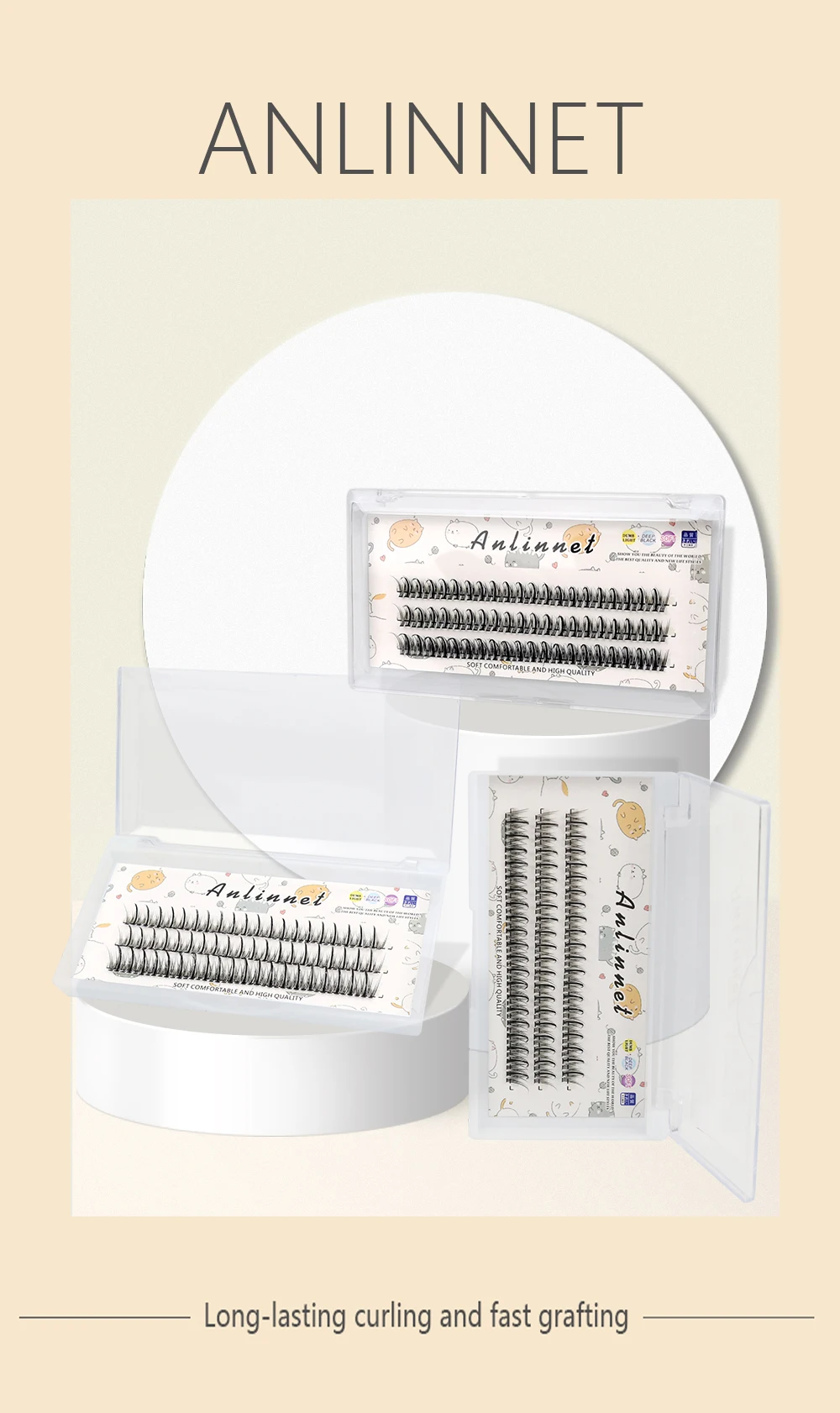 Natürliches Damen-Make-up, falsche Wimpern, 1 Schachtel mit 60 Clustern, Wimpernverlängerung, einzelnes Cluster-Wimpernwerkzeug – Detail 1