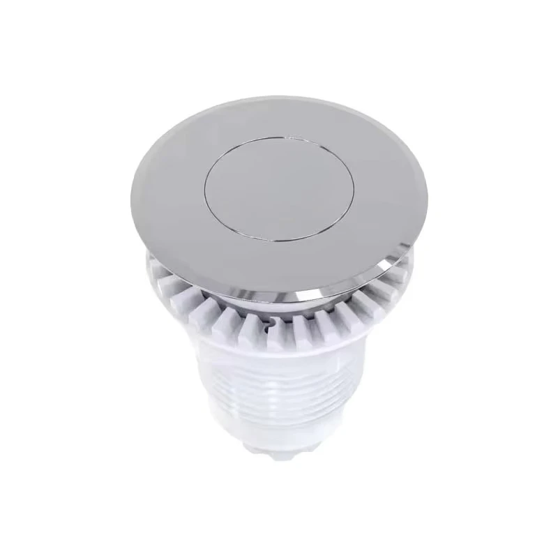 مفتاح التحكم في مضخة الهواء المطلية بالكروم في حوض الاستحمام، زر الضغط لنظام تدليك السبا