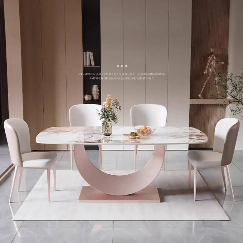Modern Dining Rooms Kitchen Table Rectangular Chairs Room Marble Reception Restaurant Bord Bwrdd Sedentary Luxury Furniture Home
