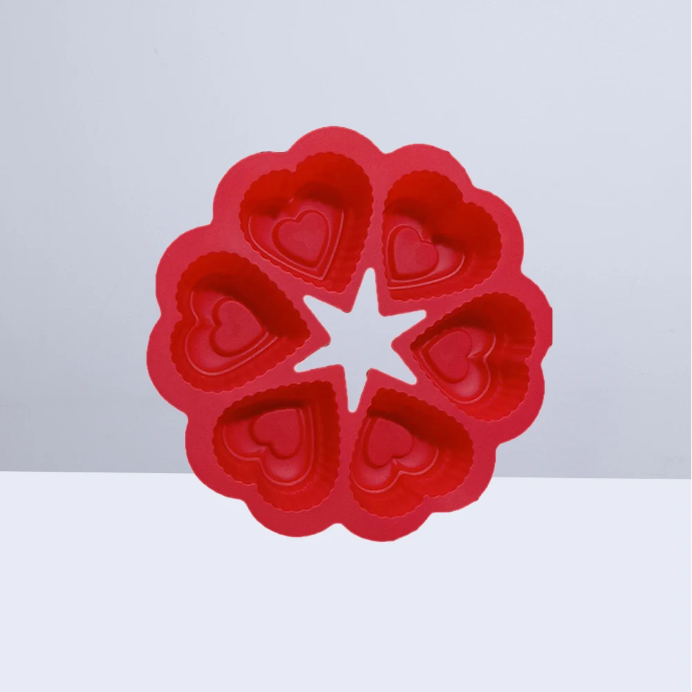 

6 Cavities Heart Shaped Cake Silicone Mold for Baking Chocolate Jelly Pudding Eco Friendly Non Stick Easy Clean Durability