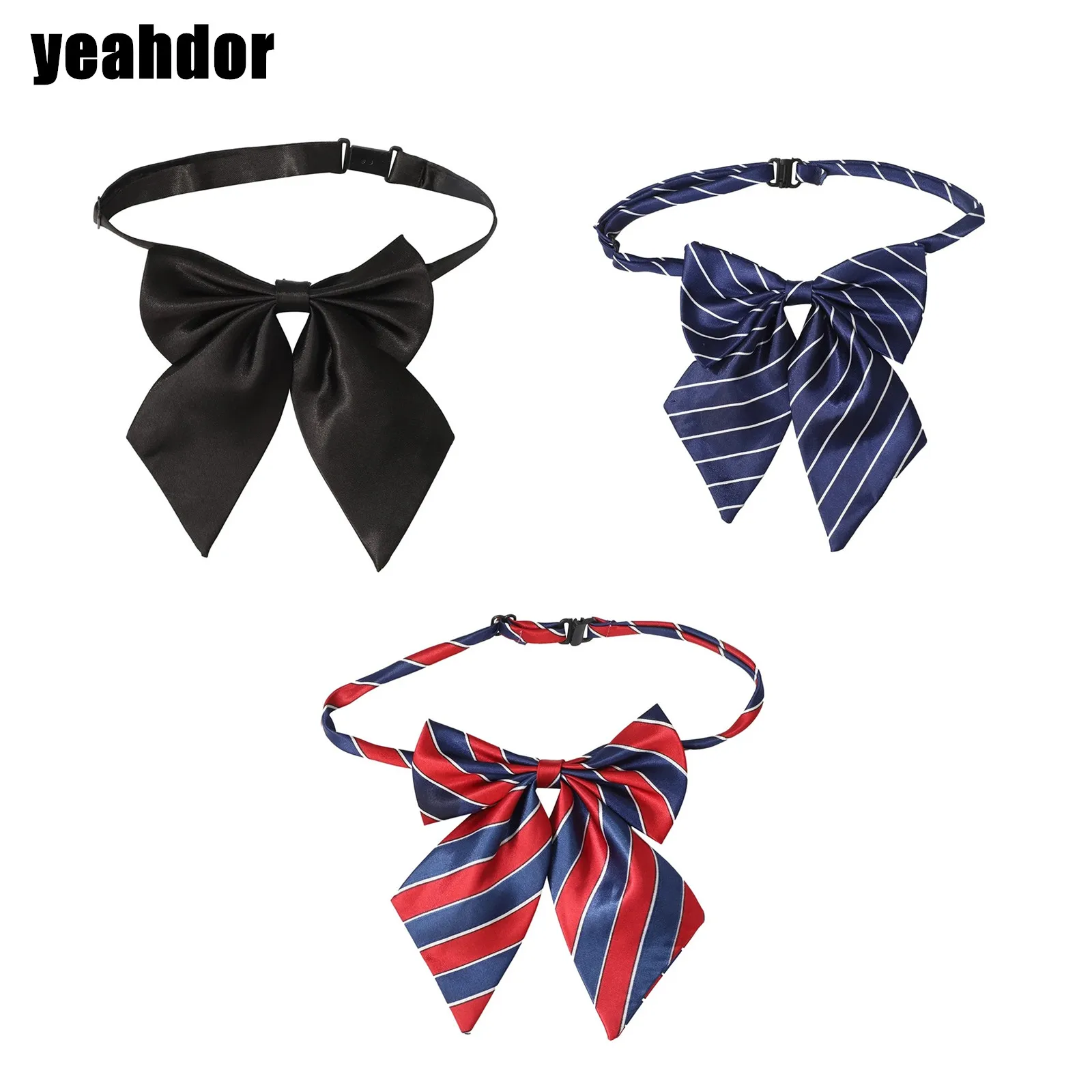 Girls Women Adjustable Bowknot Pre-Tied Bowtie Bow Ties for School Uniform Suits Cosplay Decor Accessory