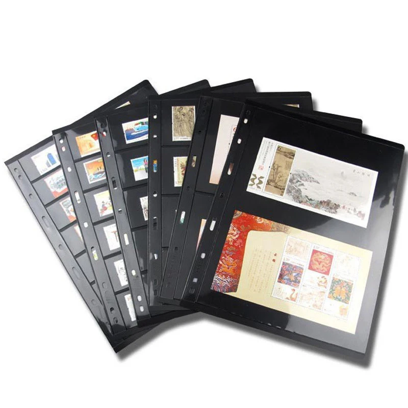 1PCS Postage Stamps Album Black Standard 9 Hole Pages Inserts Loose Leaf For Collecting