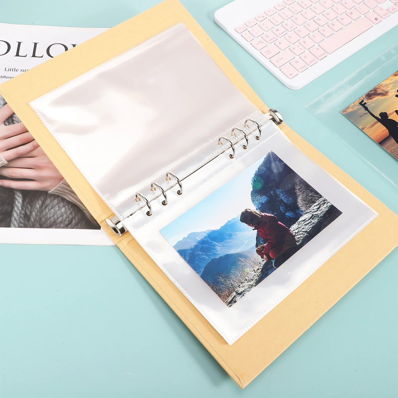 

50Pcs Transparent Sheet Protectors Clear Binder Sleeves Open Top Document Storage for Office School Photo Album Card Pocket