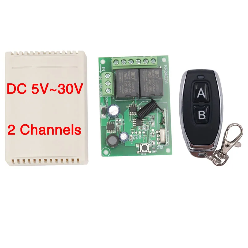 2CH 433MHz RF Remote Control Relay Switch – 12-36V DC, 10A, With Forward/Reverse For Gate & Electric Door