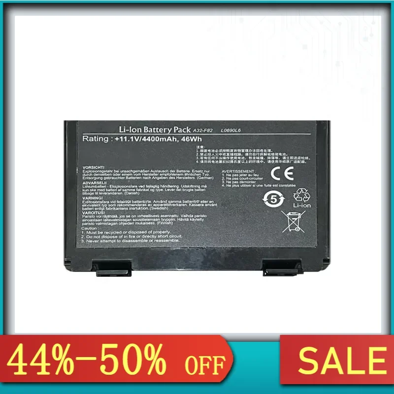 Replacement Battery for Asus a32-f82 a32-f52 a32 f82 F52 k50 K51 k50ab k40in k50id k50ij K40 k50in k60 k61 k70