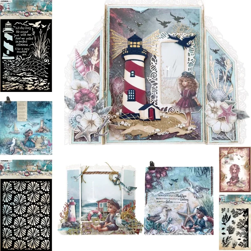 Lighthouse 2026 New Sea Shell Hope Blister Metal Cutting Die Silicone Stamp Scrapbook Stencil Photo Album DIY Paper Embossing
