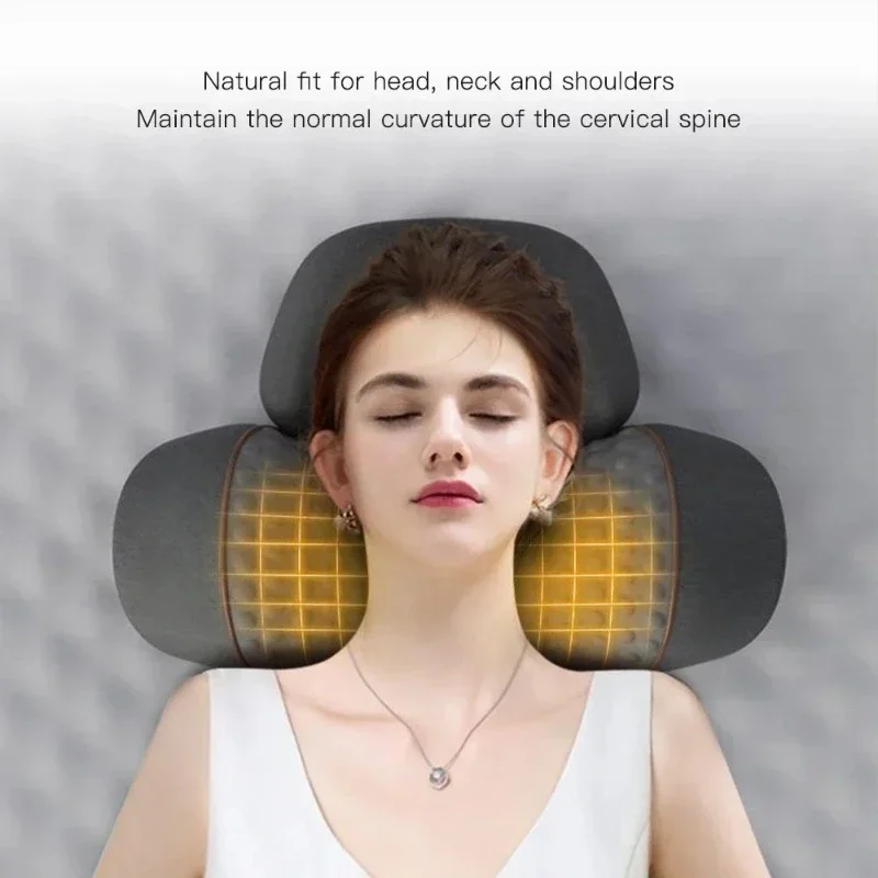 For Electric Massage Pillow with Heating & Vibration, Cervical Neck Stretcher, Back Traction Support Orthopedic Sleep Pillow