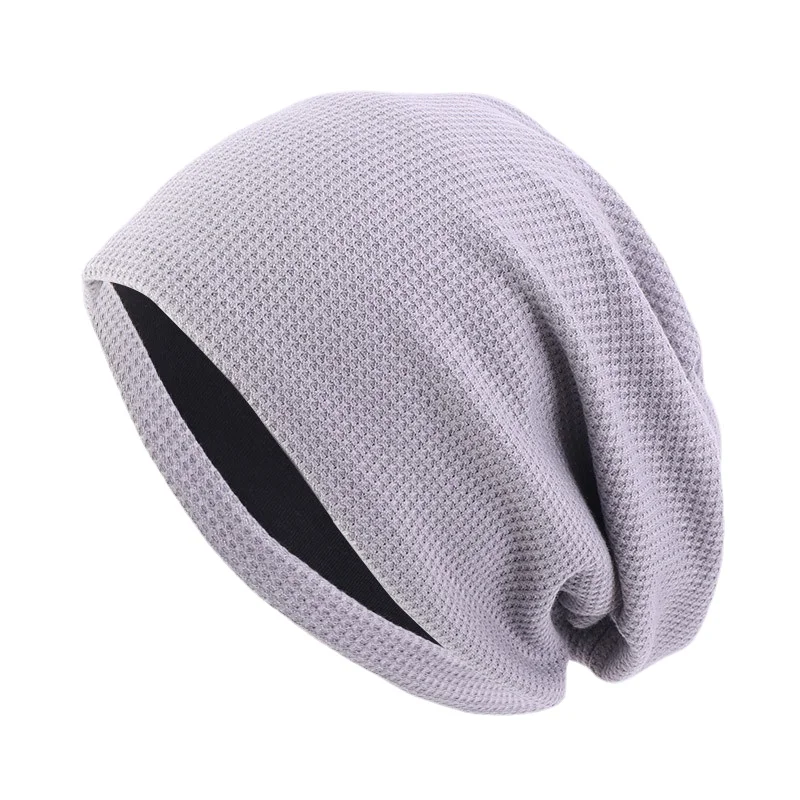 Imagen 5: Patrón de gofres de algodón de doble tela Otoño Início Invierno Skullies y gorros
