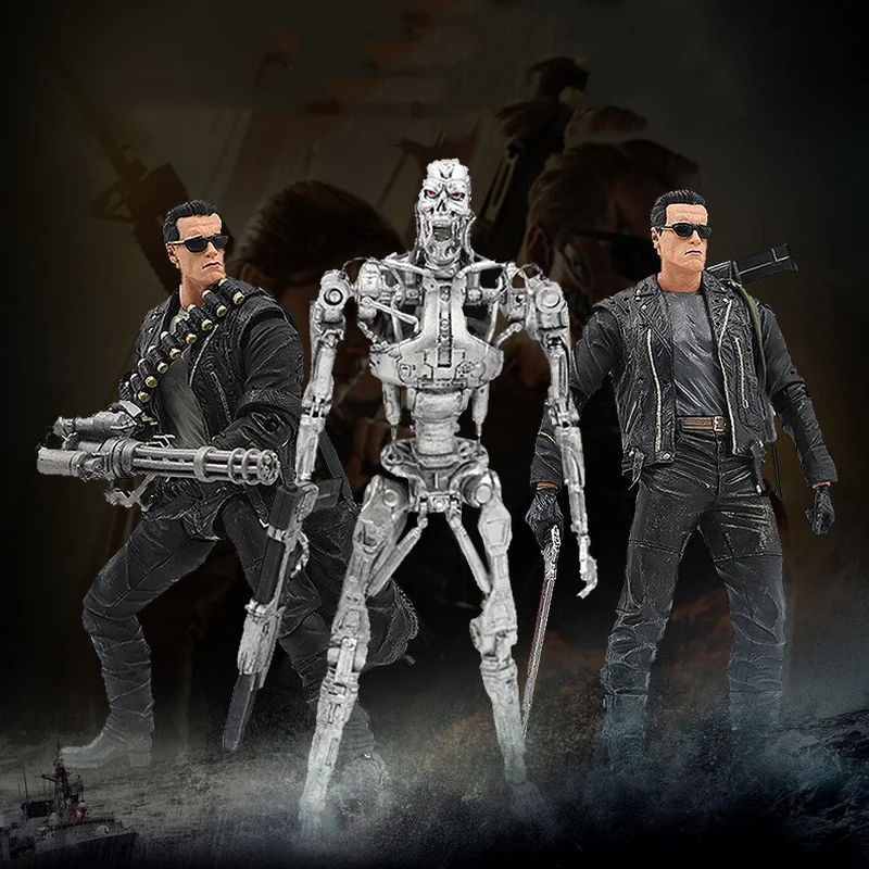 In Stock 18cm Neca TerminatorT-800 Arnold Schwarzenegger Tech Noirpolice Station Assault Pvc Action Figure Collectible Model Toy