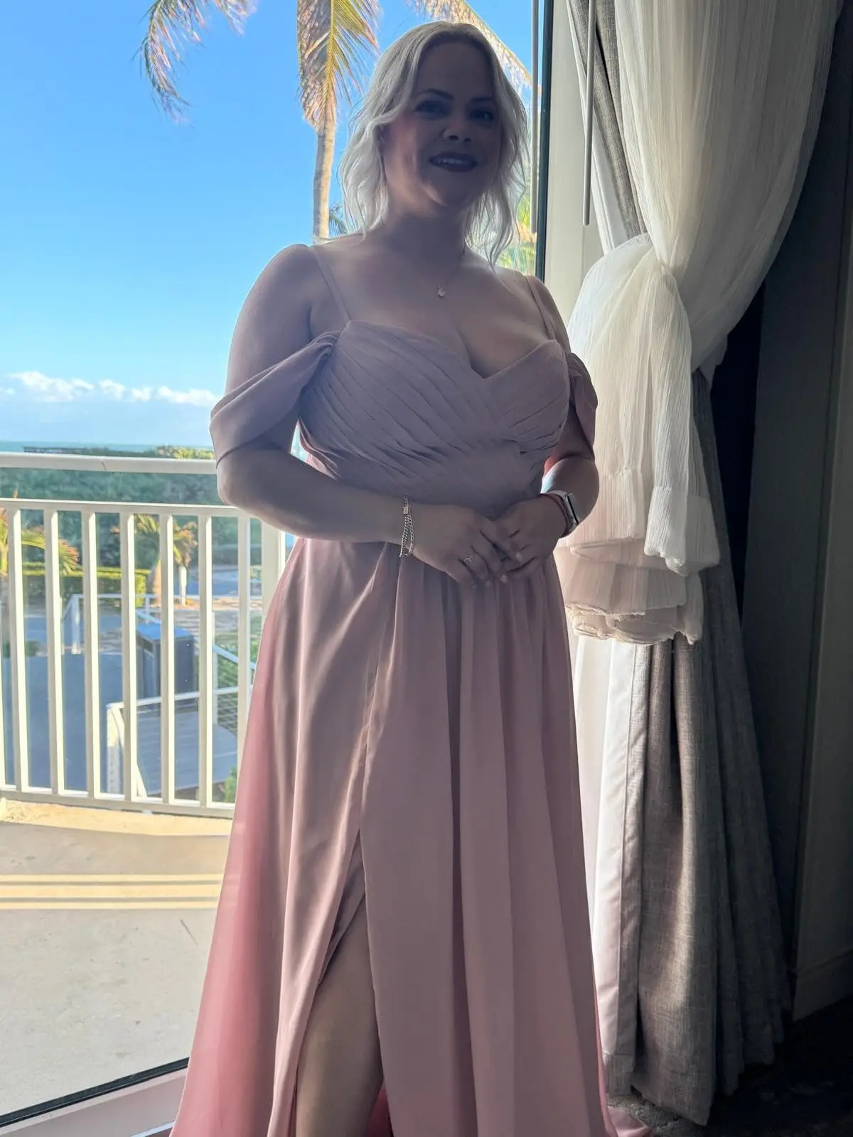 Off The Shoulder Bridesmaid Dresses for Women with Pockets Split Long Chiffon Formal Evening Dresses