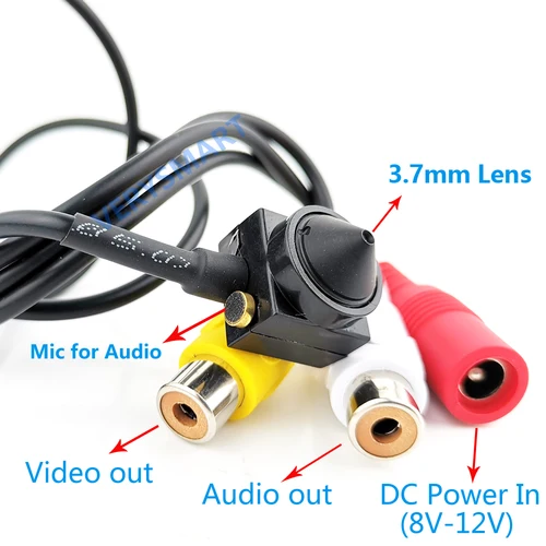 Imagen 2 del producto Mini cámara analógica súper pequeña 3,7/2,1mm 90/140 grados 700TVL HD Color cámara de vigilancia de seguridad CCTV