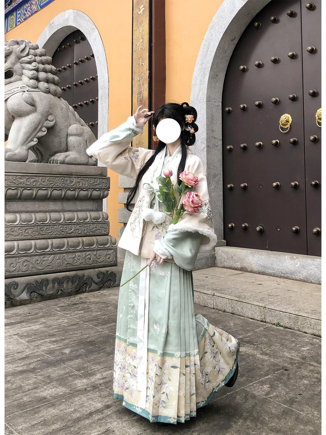 Green Ming Dynasty Embroidered Hanfu Women's Heavy Worked  Daily Autumn Winter New Arrival Traditional Chinese Costume