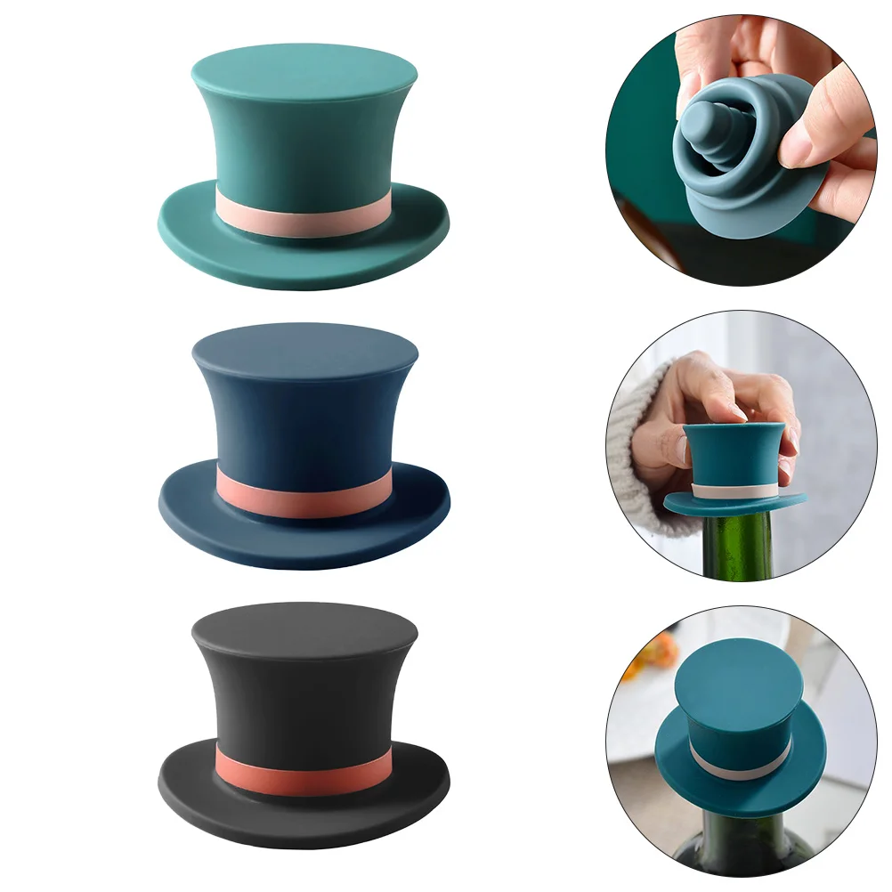 

3 Pcs Saver Vacuum Pump Sealer Silicone Stopper Drinks Stoppers Hat Bottle Plug