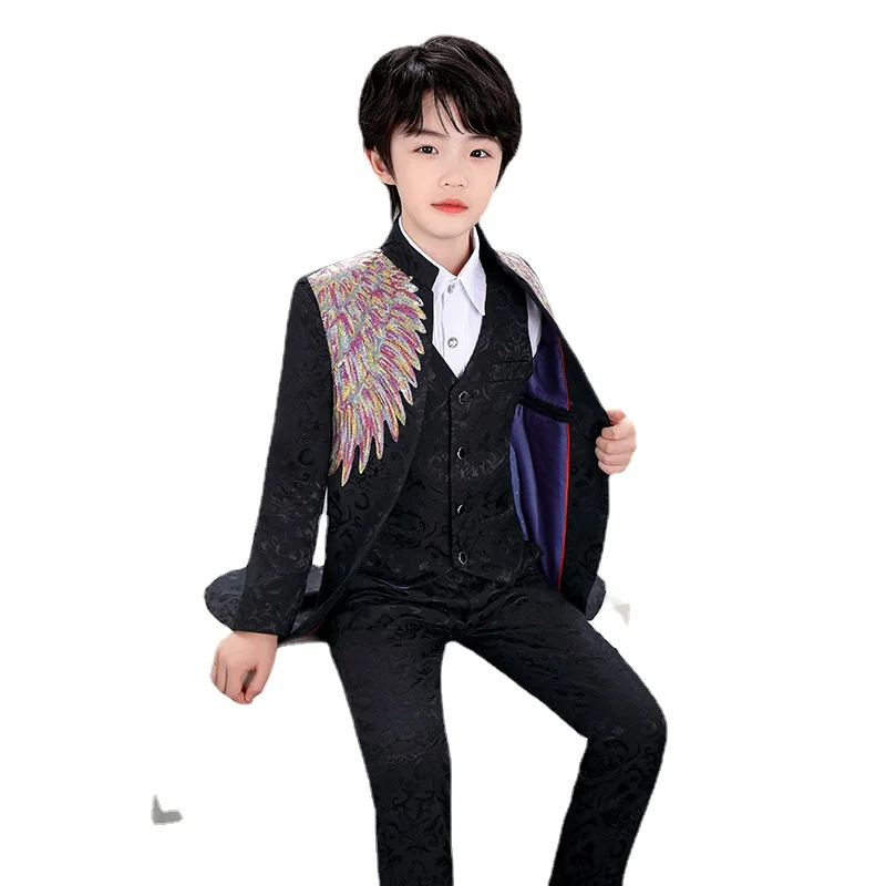 Boys' dresses children's performance clothes English style piano Tuxedo Dress foreign style flower children's show suit 110-160