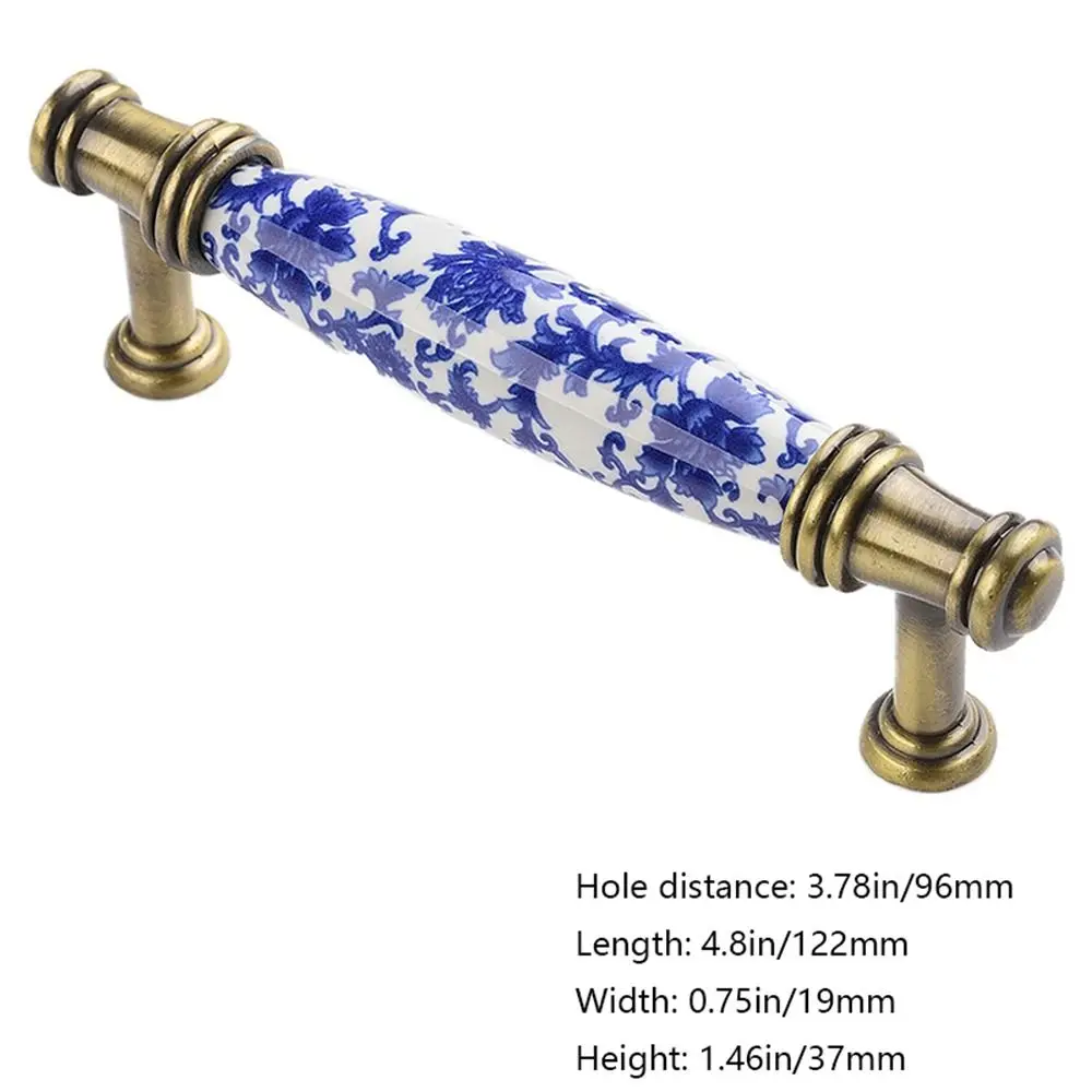 

Porcelain Flowers 1Pcs Antique Fashion Blue And White Creative Dresser Cabinet Handles Pull Handles Door Handle Drawer Knobs