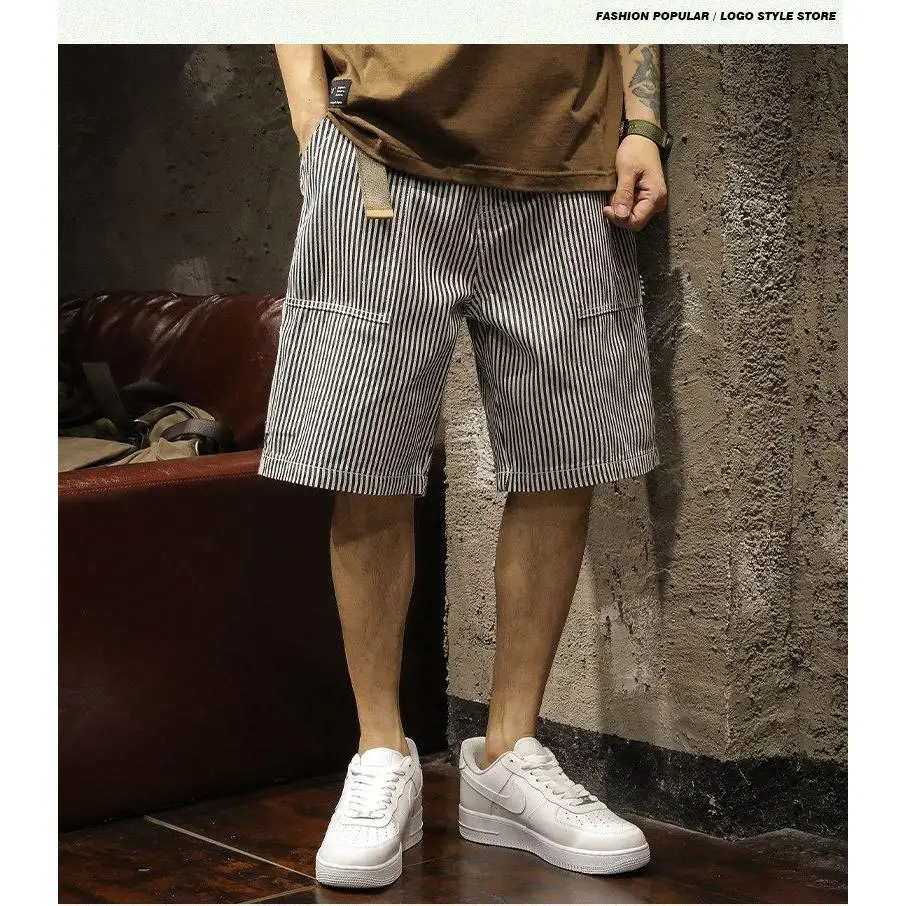 

Men's Sporty Loose Fit Summer Shorts Thin Casual Polyester Fiber Retro Style Five-Quarter Length Straight Leg Casual Pants
